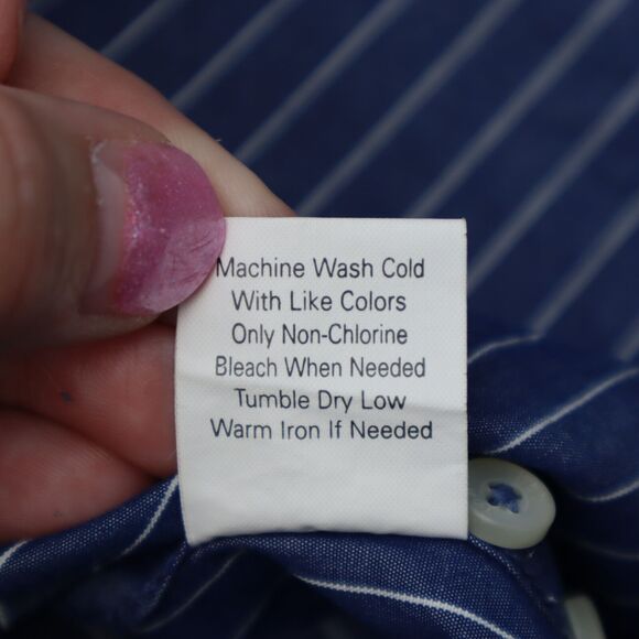 Hollister Button Up Shirt Mens Medium M Blue White Stripes Dress Preppy Work - Picture 8 of 16